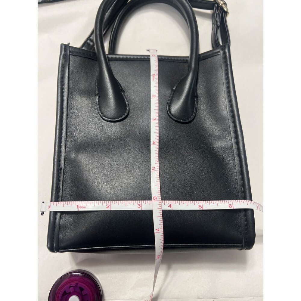 Micro Black Faux Leather Tote & Las Vegas Crossbody Bag Travel Set - Picture 4 of 9